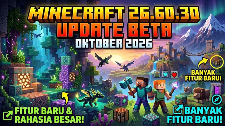 Minecraft 26.60.30 terbaru: Update beta Oktober 2026 dan fitur barunya