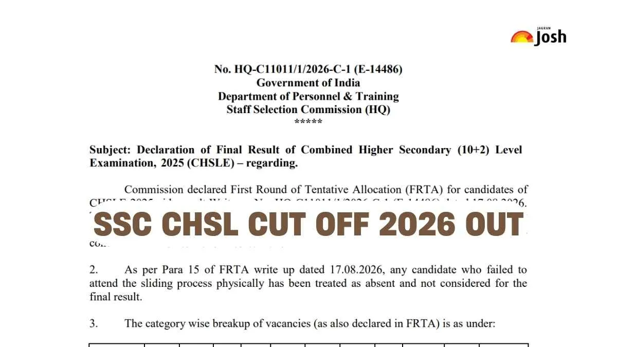 SSC CHSL cut off 2026 out: Check tier 1, 2 category-wise qualifying marks