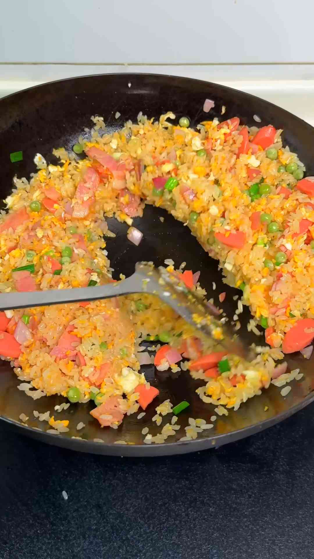 Bacon and hot dog double meat fried rice