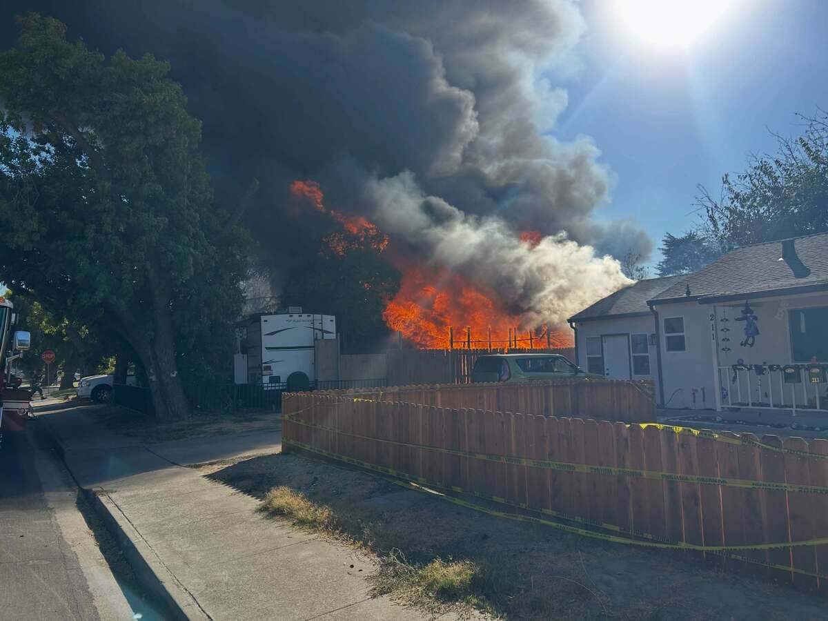 Four people and their four dogs displaced by house fire in Modesto