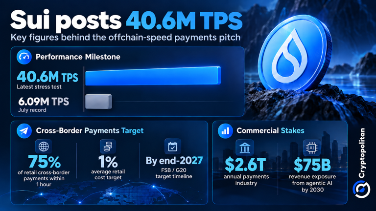 Sui posts 40.6 million TPS, aiming for off-chain speed at AI-agent payments
