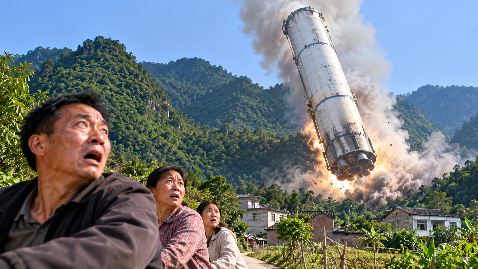 China launched a rocket. Then its booster fell near a village