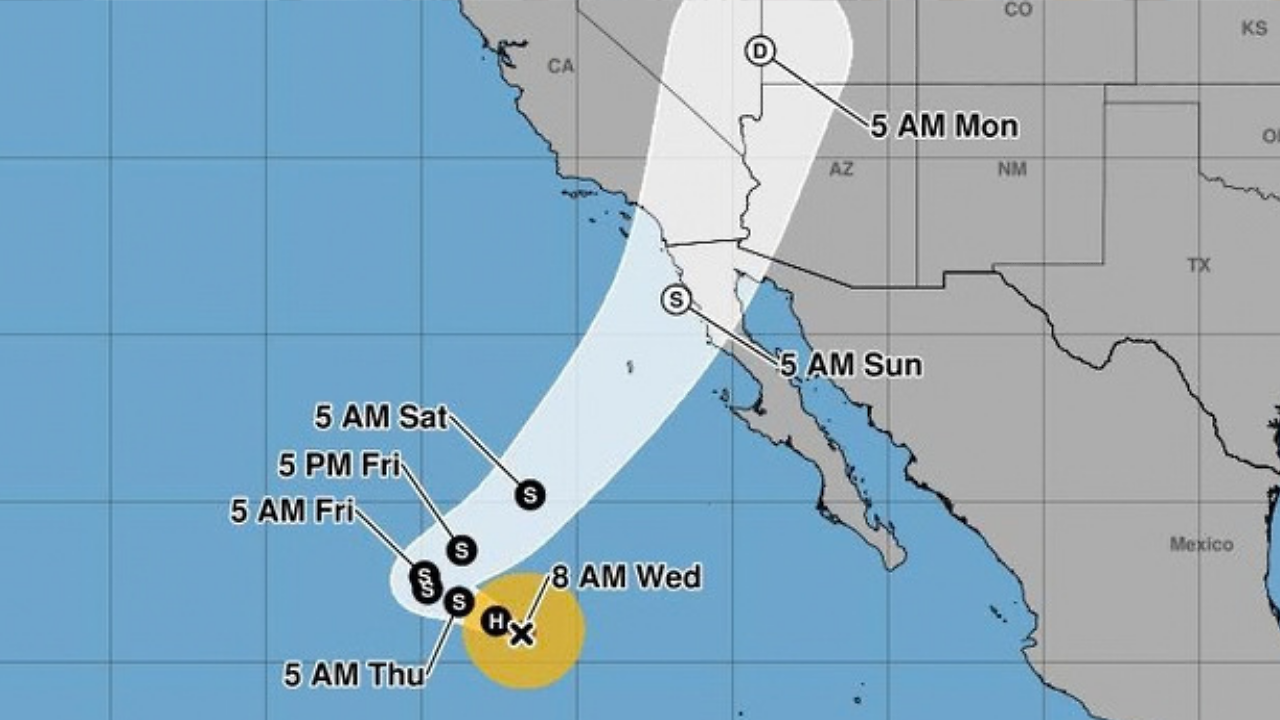 Hurricane Rachel path map: San Diego, LA, Orange County, Nevada ...