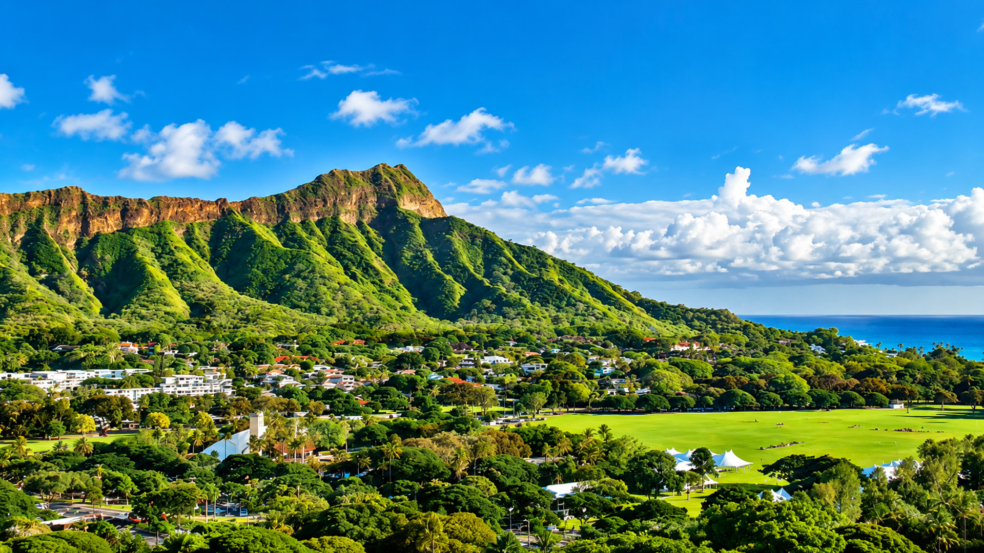 Honolulu sits beside a remarkable volcanic landmark