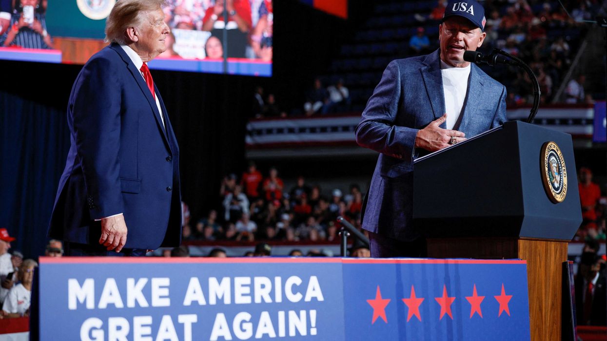 Trump fact-checked to his face by guest during rally