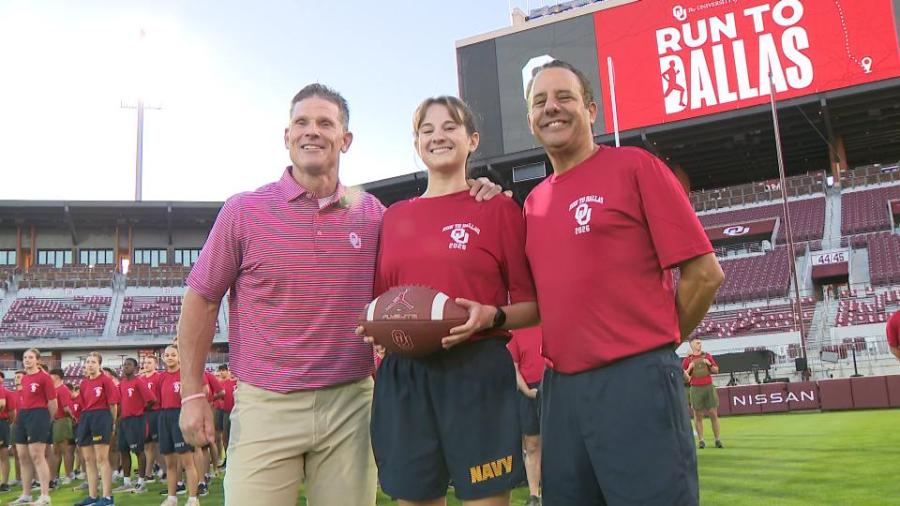 OU Naval ROTC run to Dallas to deliver game ball underway for Red River ...