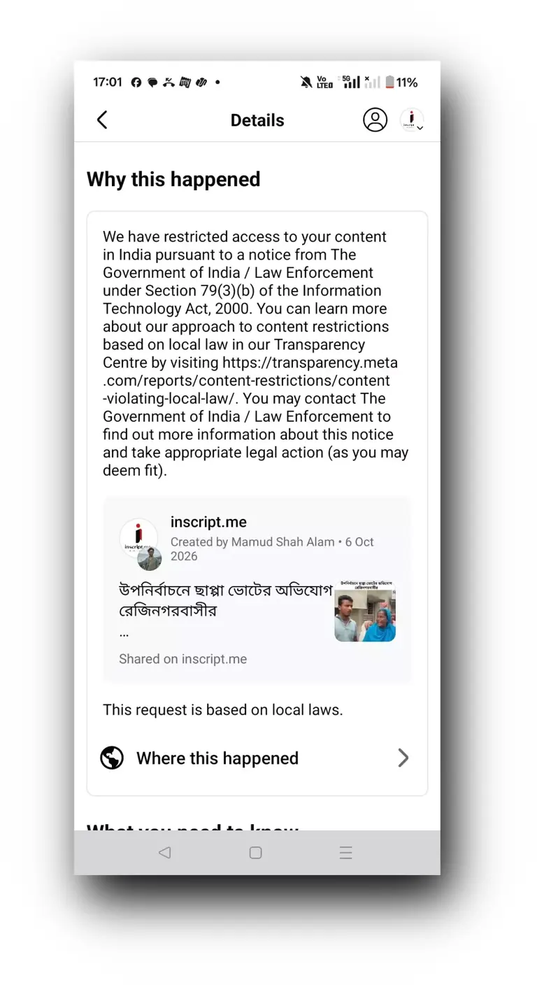 Meta restricts news reports on bypoll rigging allegations in Bengal ...
