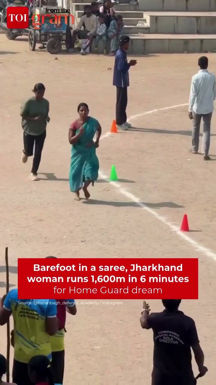 Determination in motion: Woman completes home guard run barefoot in saree