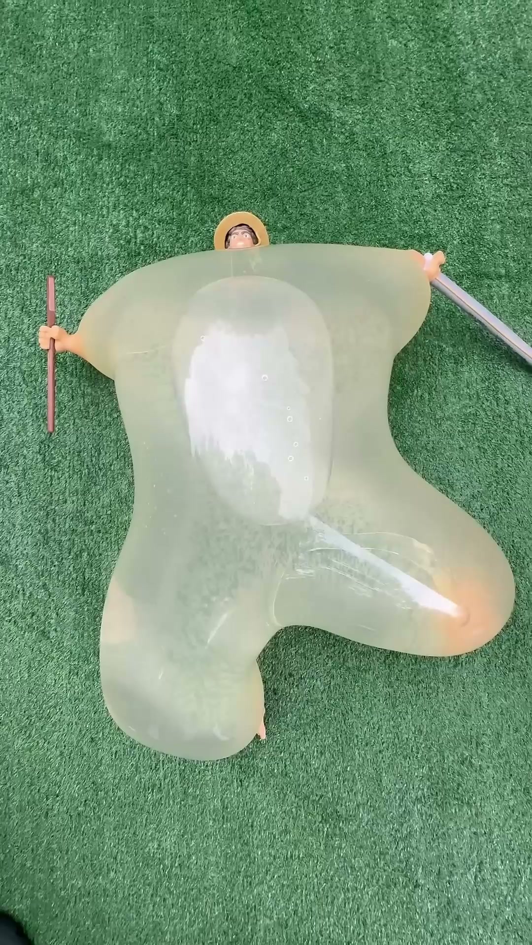 Watch these inflatable toys stretch until they burst