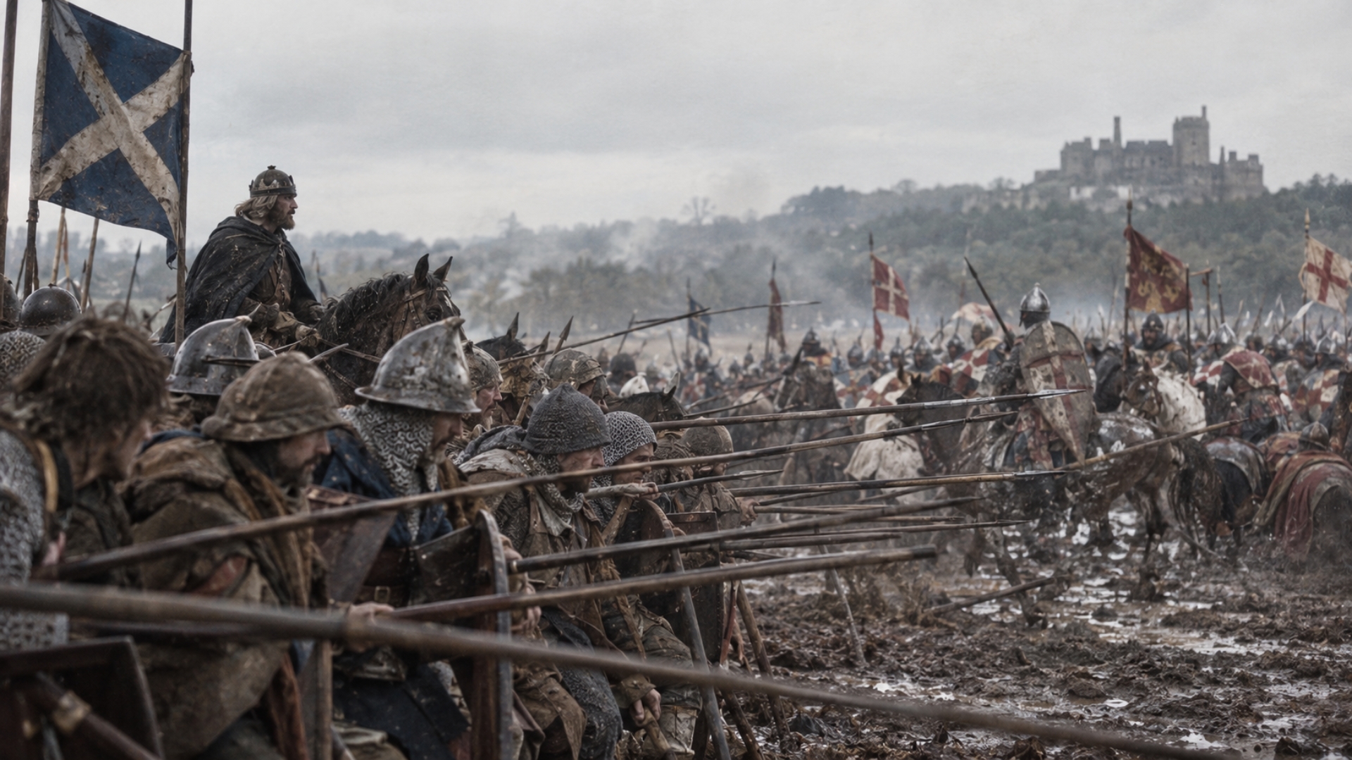 De speerlinies die Edward II bij Bannockburn braken