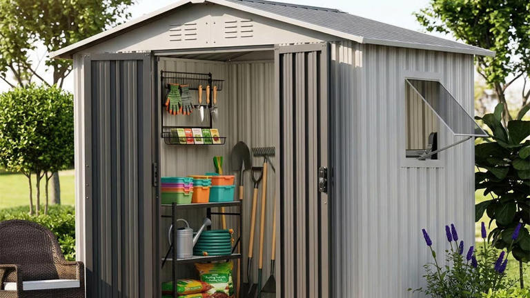 Walmart's $200 metal storage shed has a window for maximum airflow