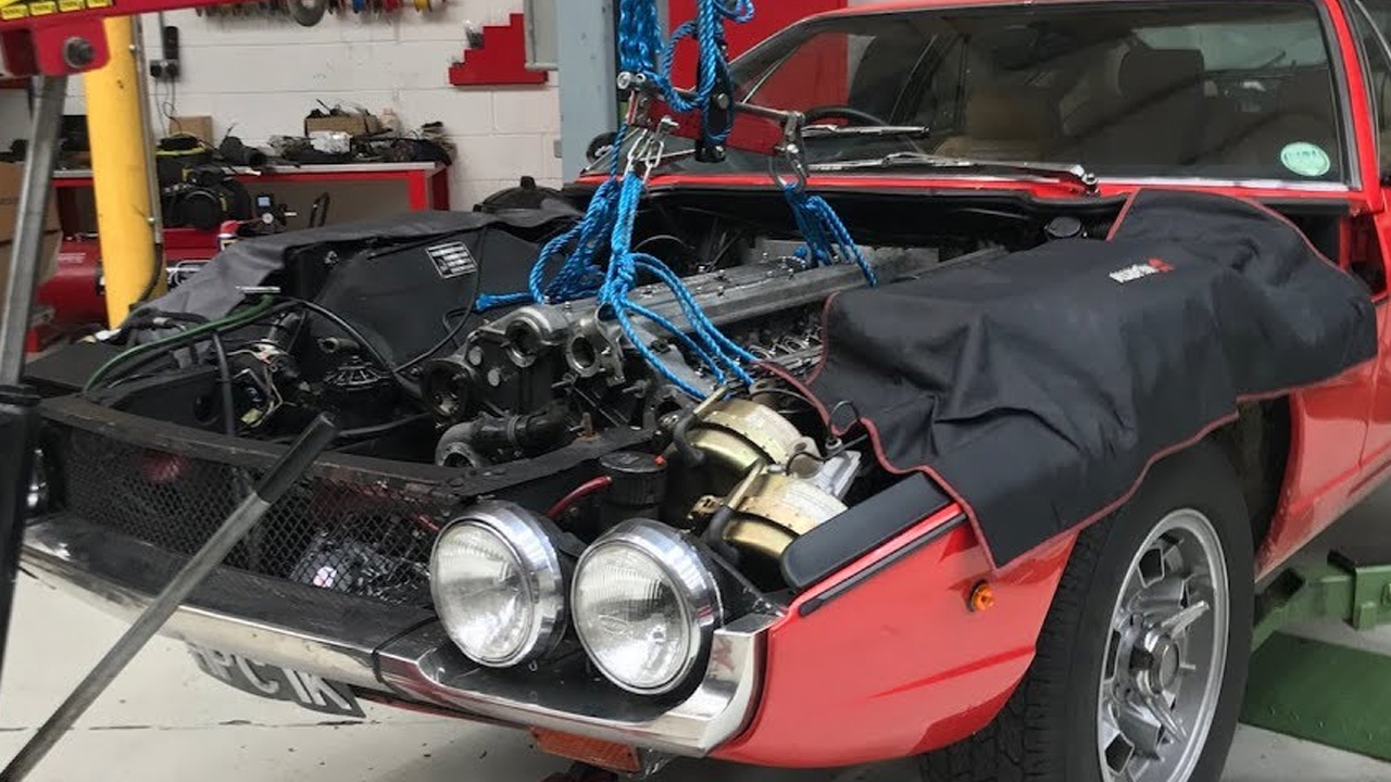 Lamborghini Espada V12 rebuild begins with engine removal