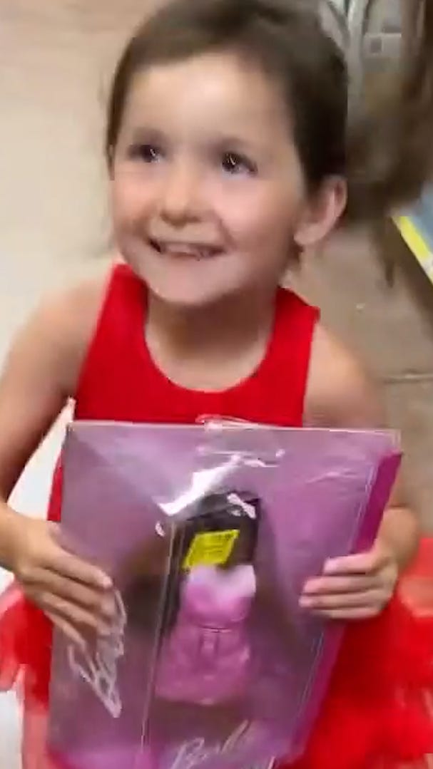 5-year-old can't believe she found a Barbie that looks like her
