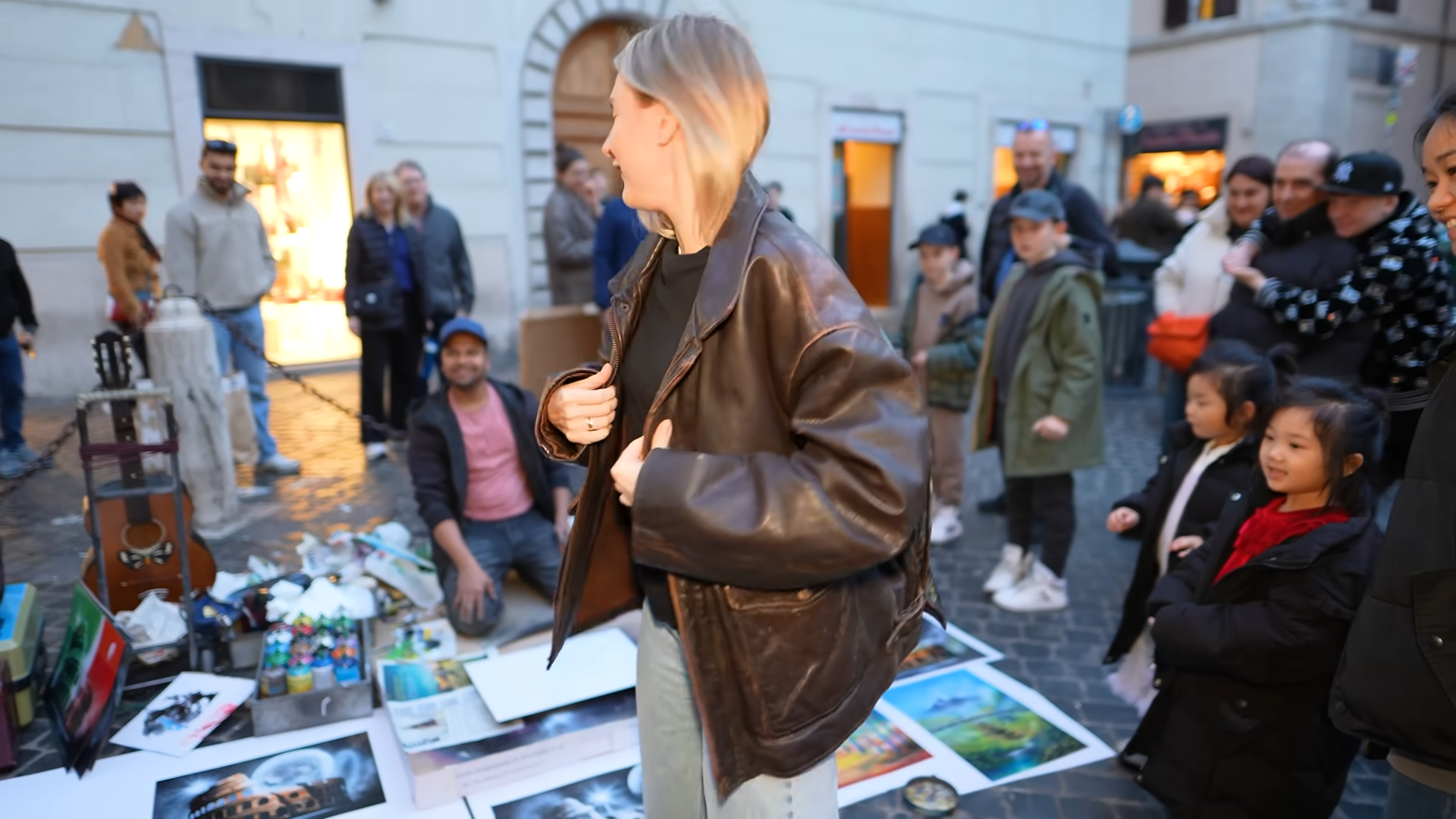 She let a street artist paint her leather jacket - there was no going back