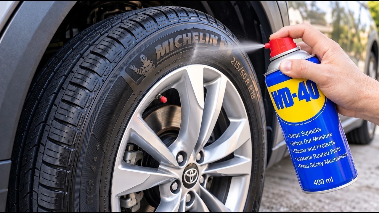 Just spray WD-40 on a car tire and the result will surprise you ...