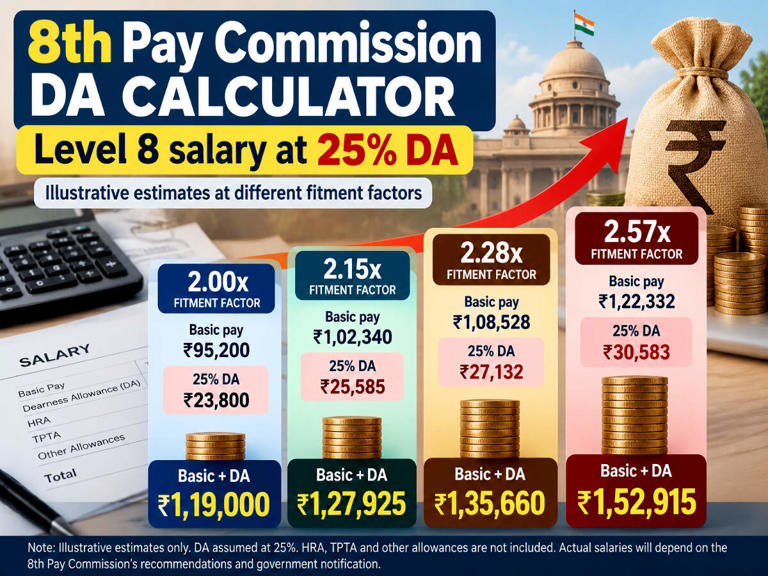 8th Pay Commission DA calculator: Why Level 8 employees' salary may ...