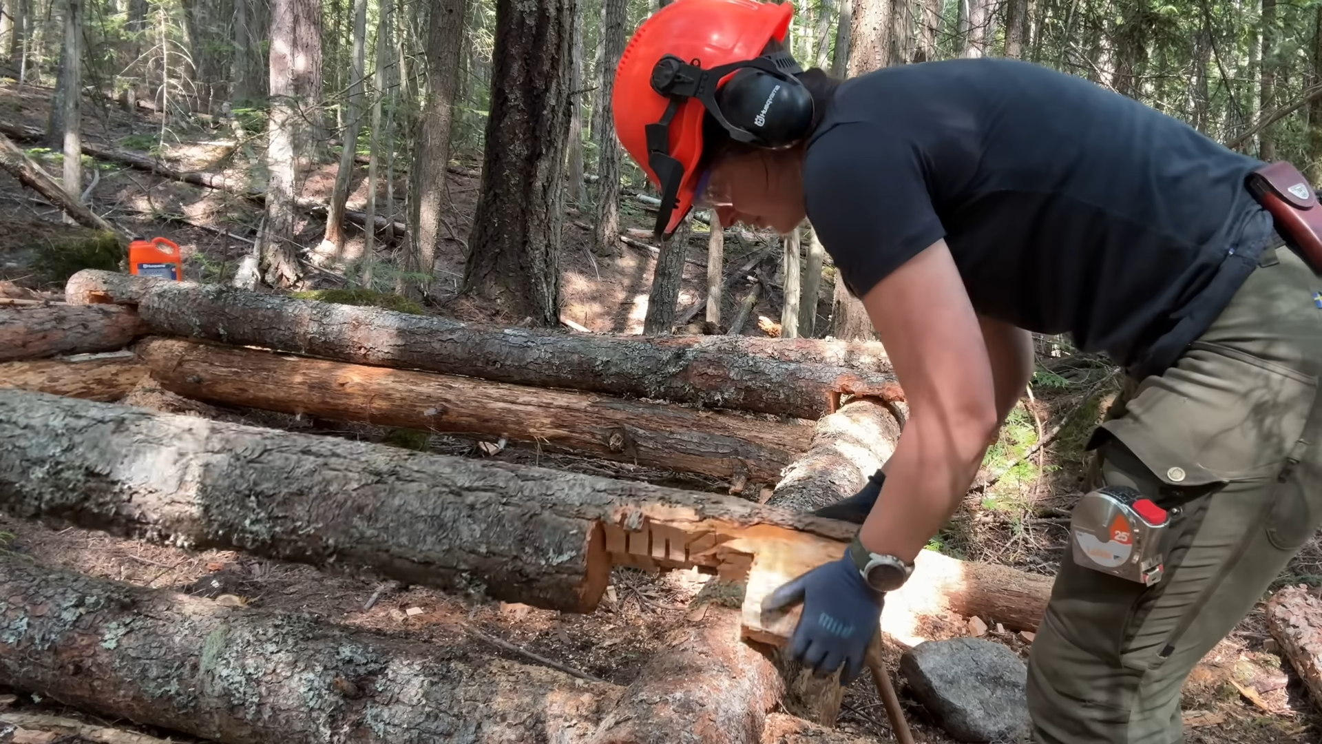 She built a log cabin for summer camping then tried to make it winterproof
