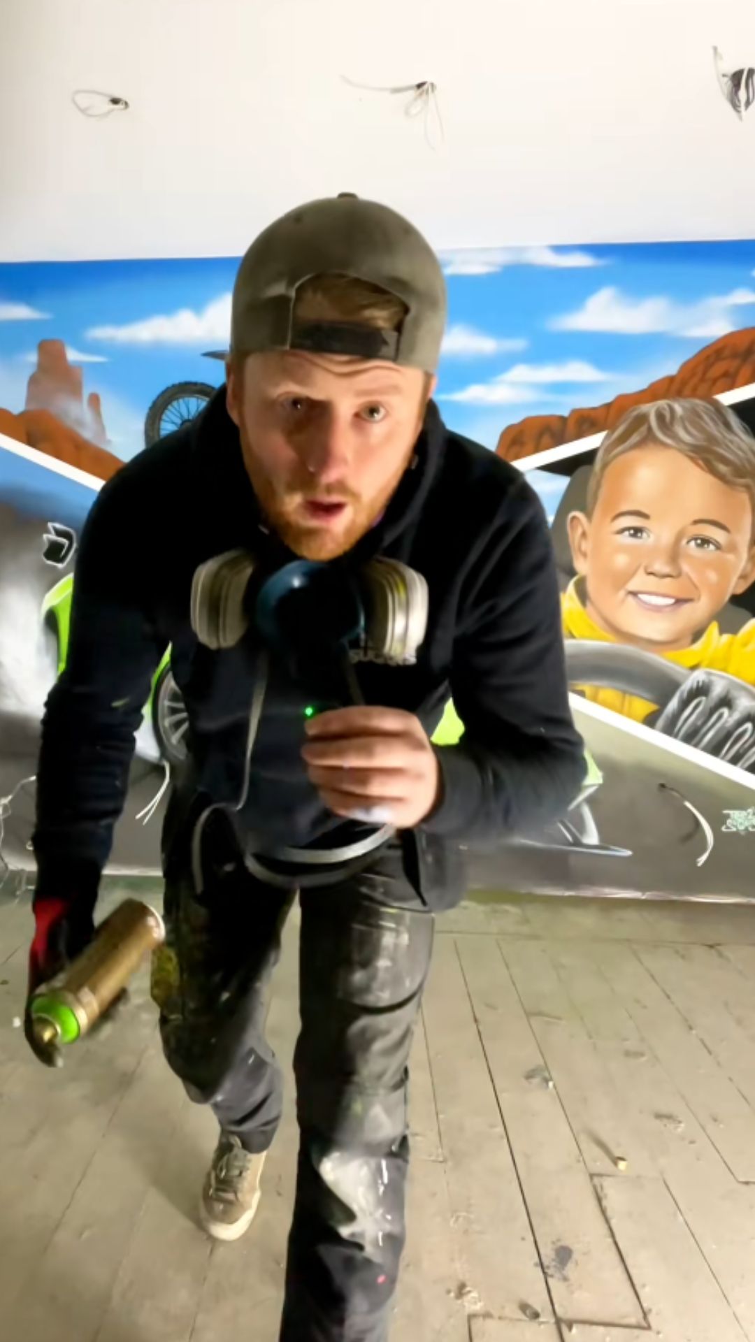 Custom car mural puts a child at the centre of the action