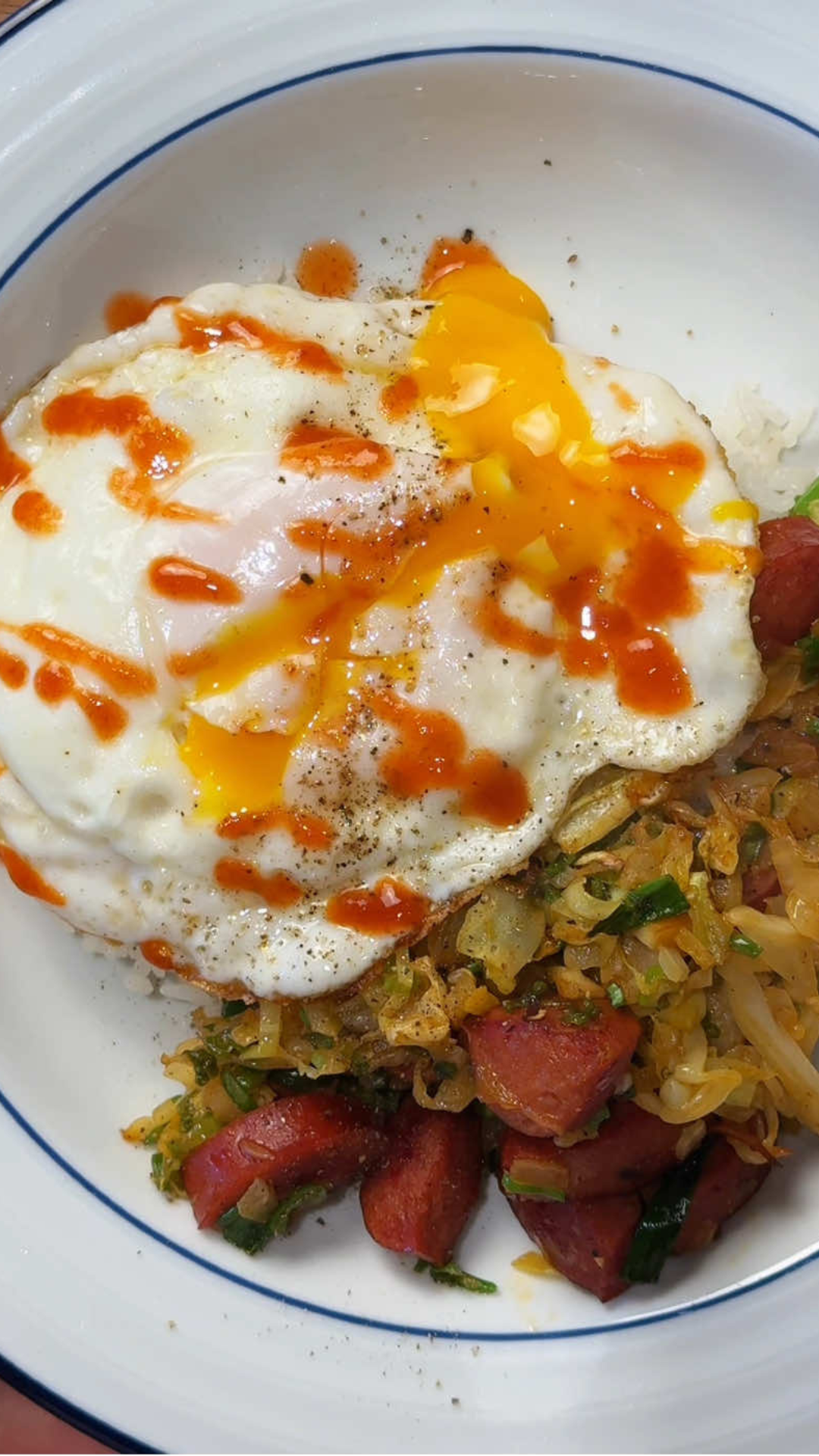 Sausage and cabbage stir fry breakfast skillet