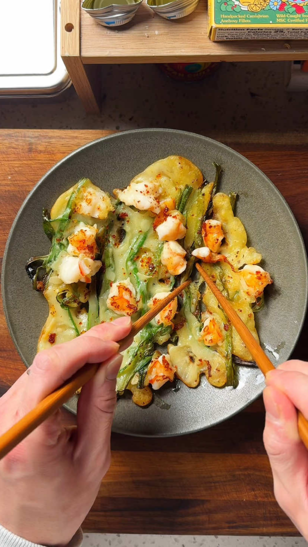 Spicy pork belly and seafood pancake dinner
