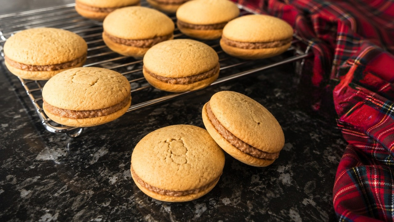 Easy coffee kisses biscuits with coffee chocolate icing
