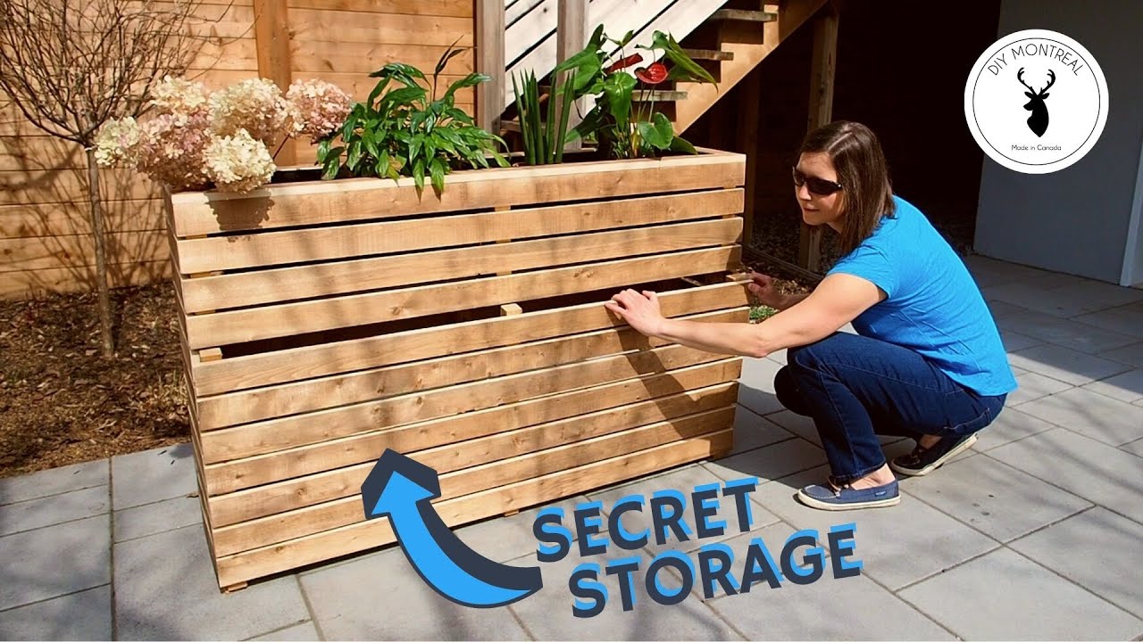 Planter box with hidden storage DIY