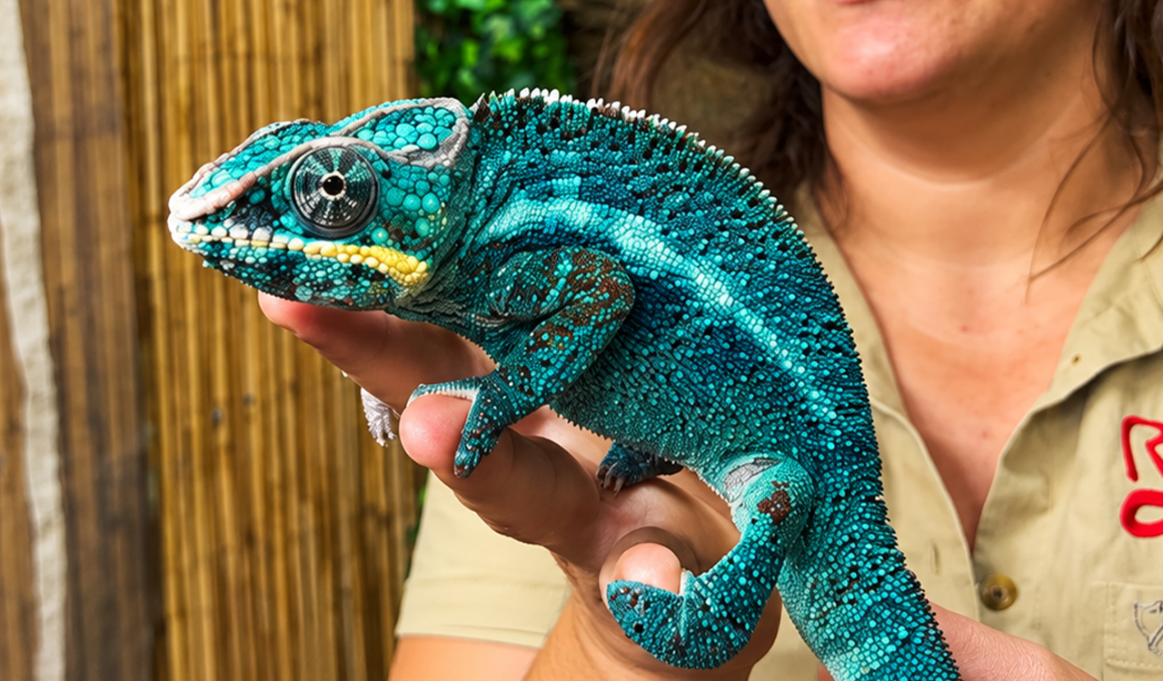 Why this chameleon changes from blue to bright colors