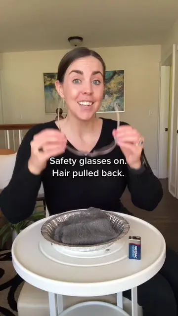 9 volt battery and steel wool fire science experiment