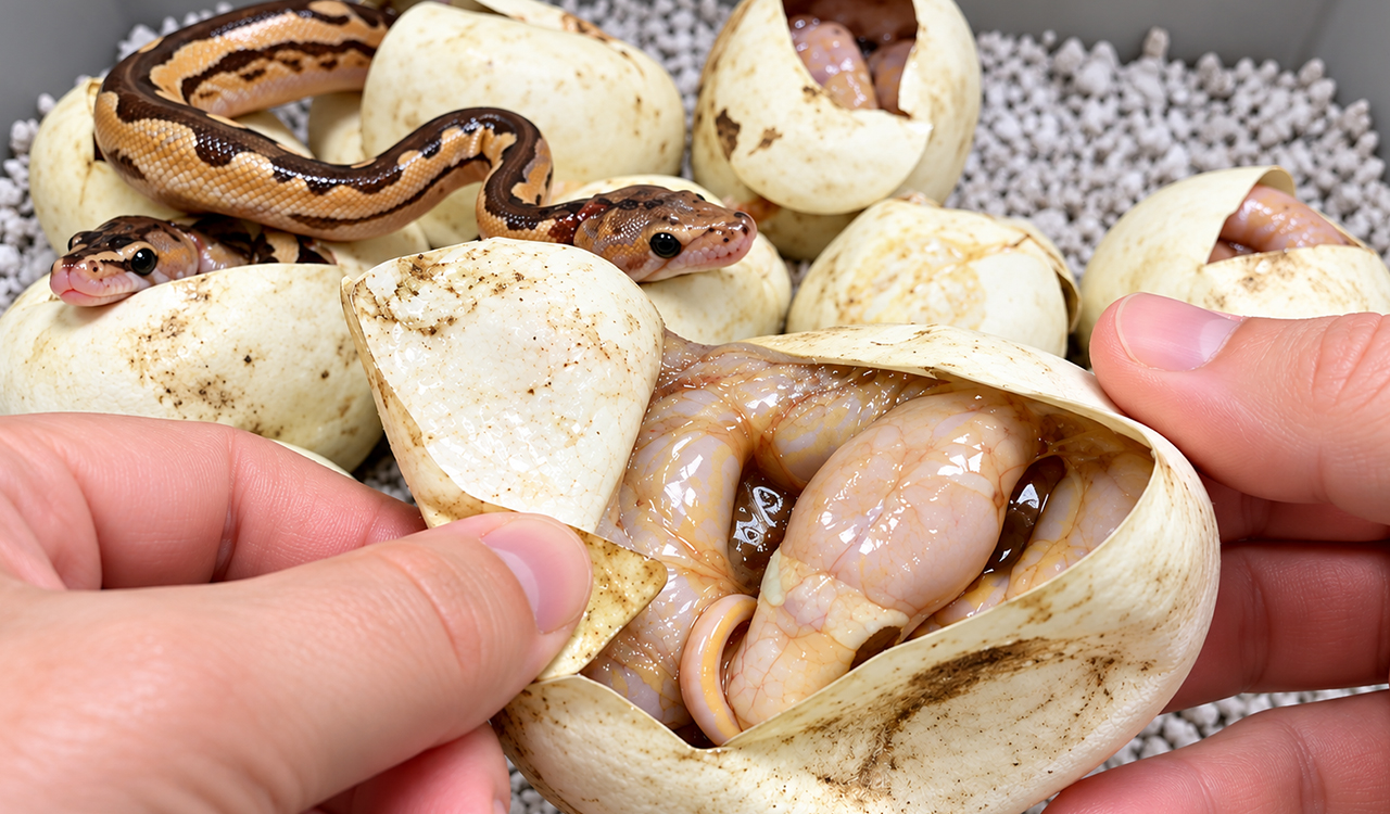 Baby pythons look tiny next to their future size