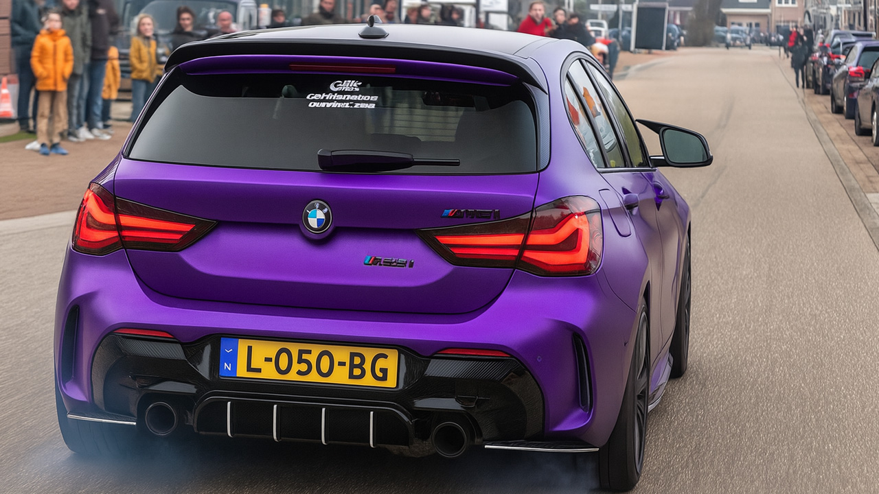 Modified BMW M140i leaves a trail of tire smoke
