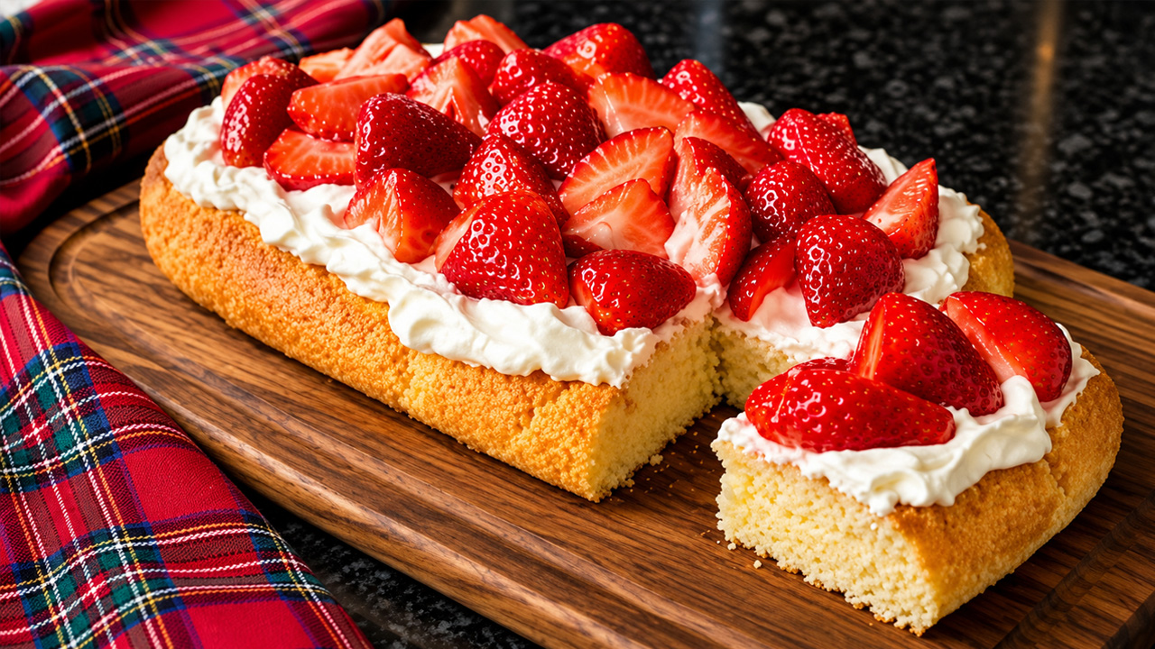 How to make simple giant slab scone with strawberries and cream