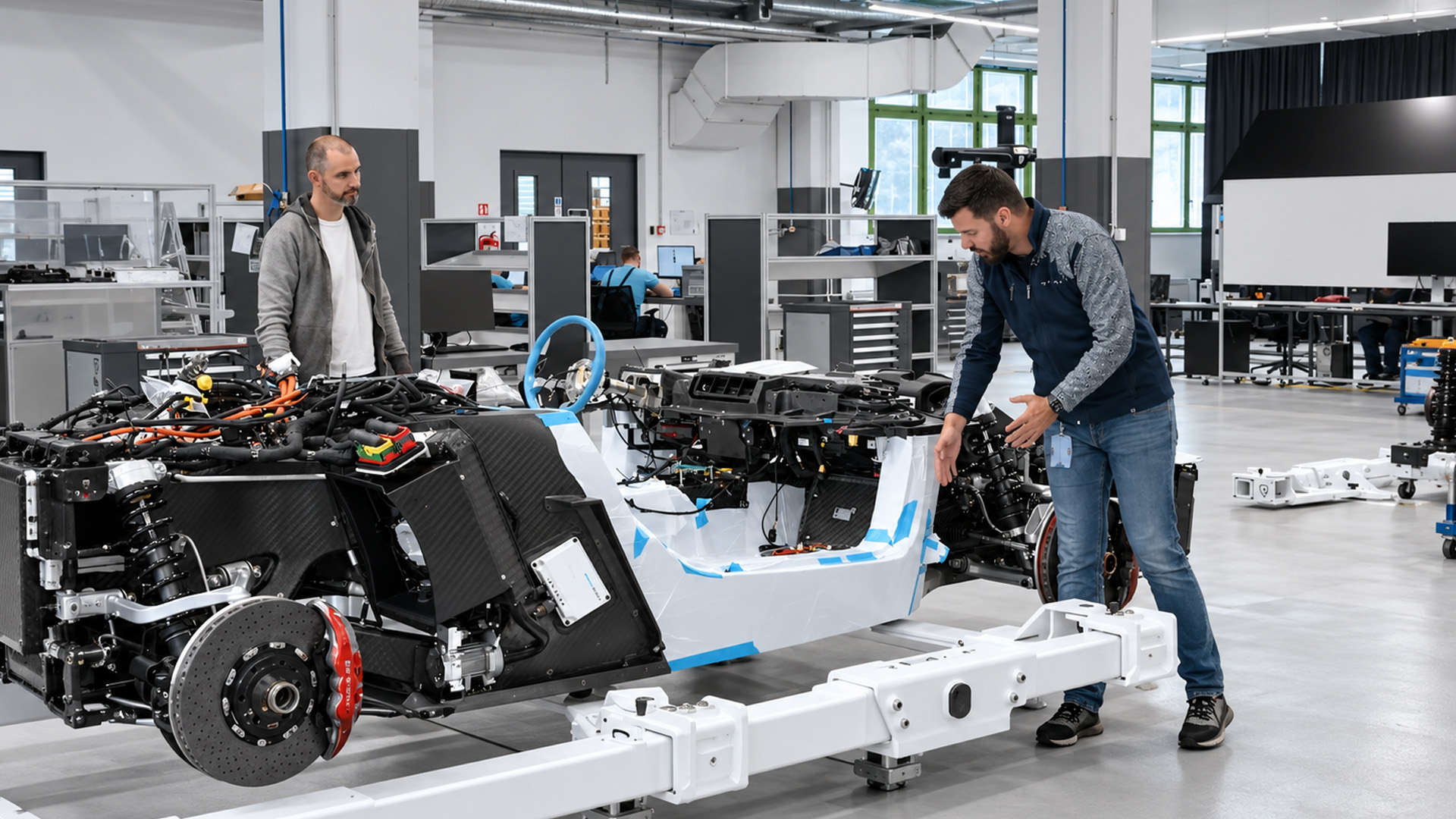 Rimac Nevera reveals a carbon fiber structure and complex electrical ...