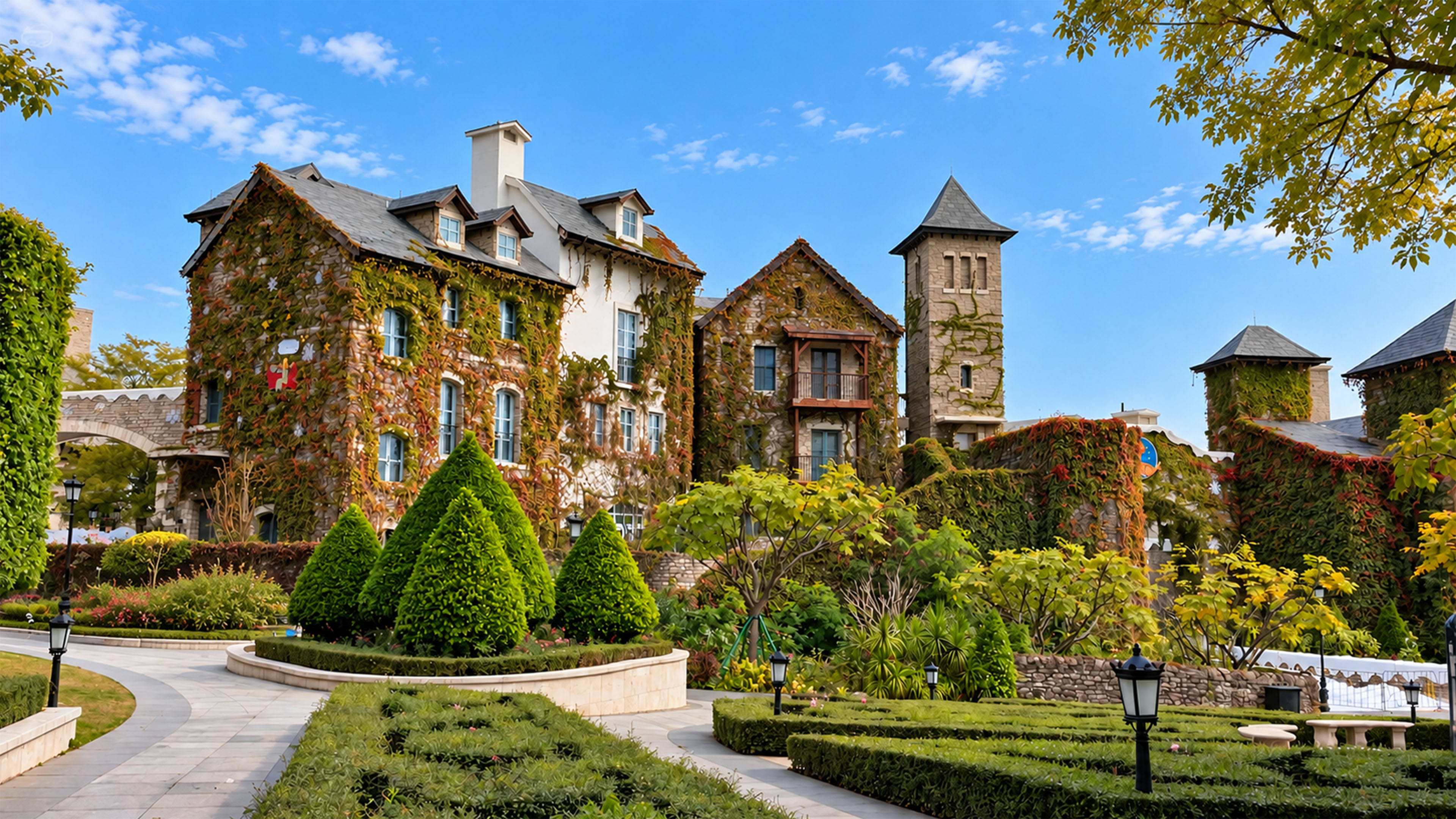 A European style stone village appears unexpectedly in China