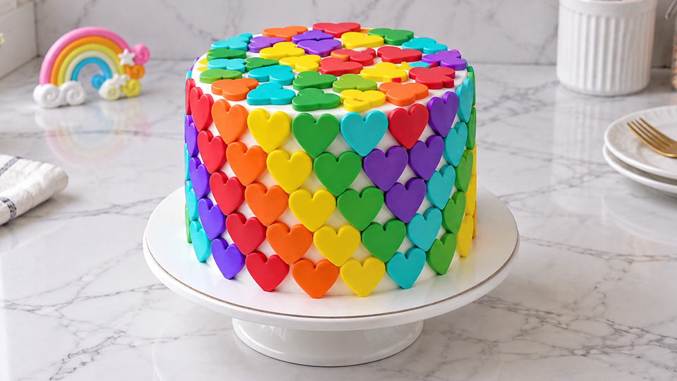 Easy colorful heart cake decorating ideas for beginners
