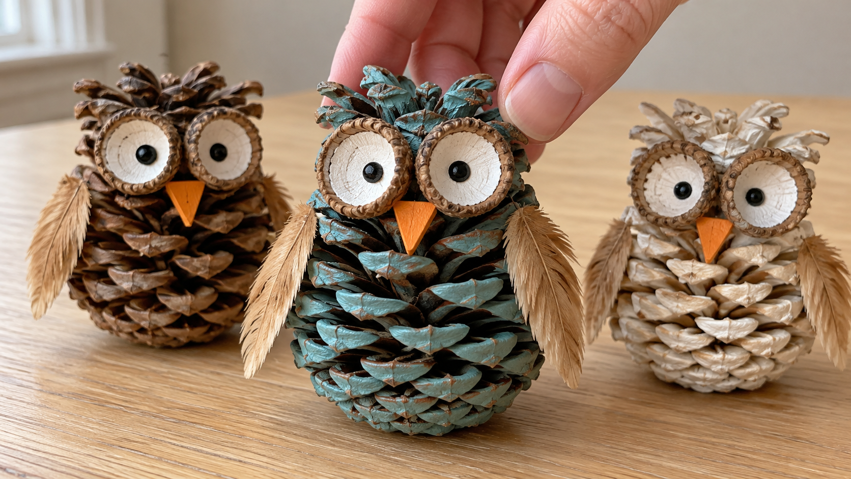 Turn pinecones into adorable little owls with this easy craft