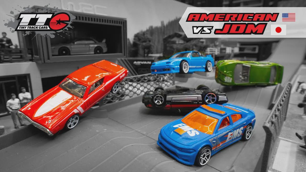 I raced Hot Wheels American vs JDM cars on a crazy track
