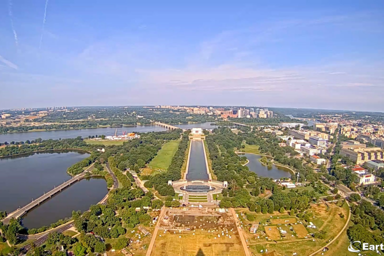 Aerial photos show reflecting pool work progress as Trump announces refill