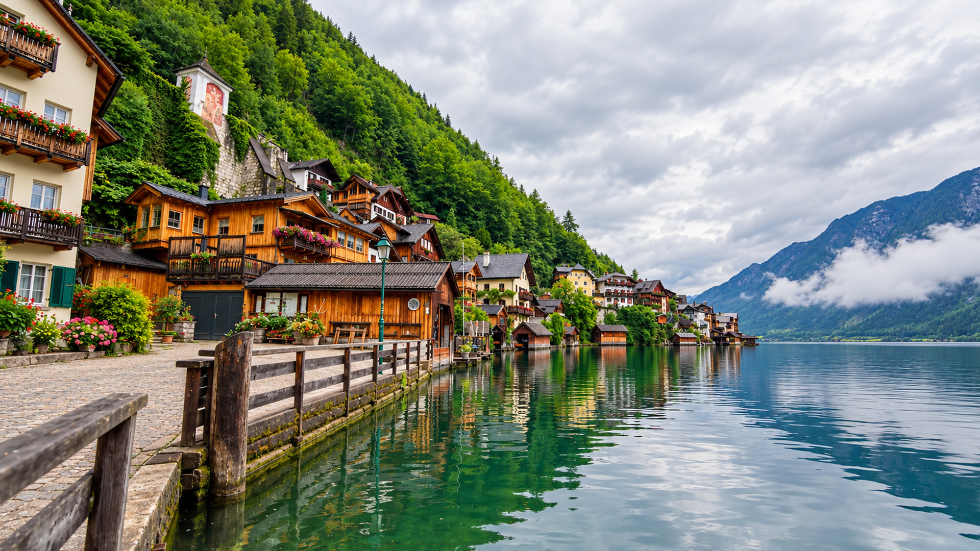 What makes Hallstatt so special on cloudy days?