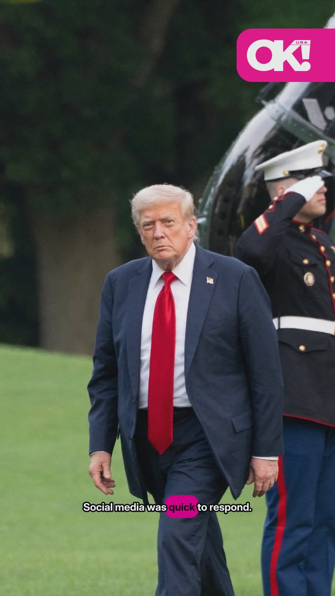 Donald Trump freezes outside White House to watch assistant Natalie ...