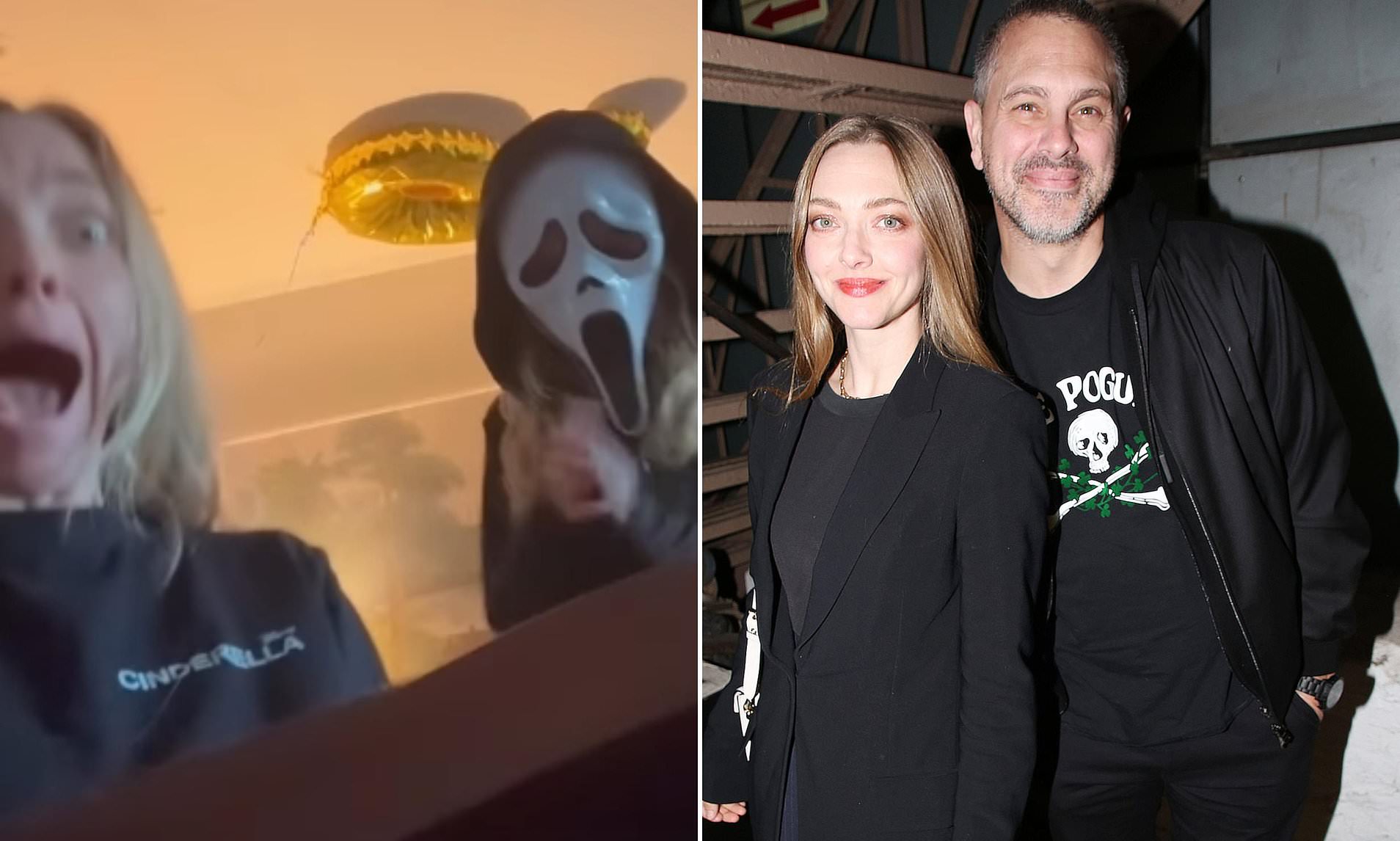 Amanda Seyfried lets out scream as she gets spooked by daughter