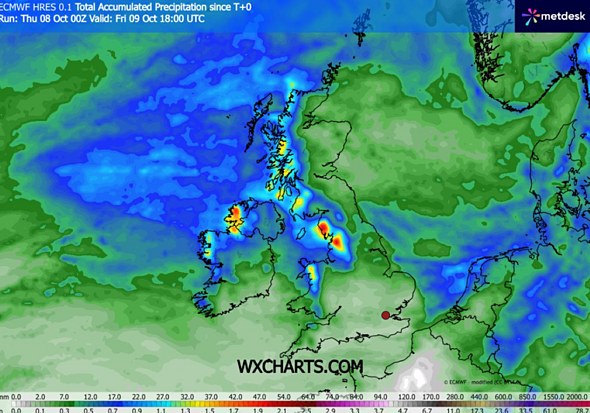 UK storm alert as new maps show 60mph winds and heavy rain to batter ...