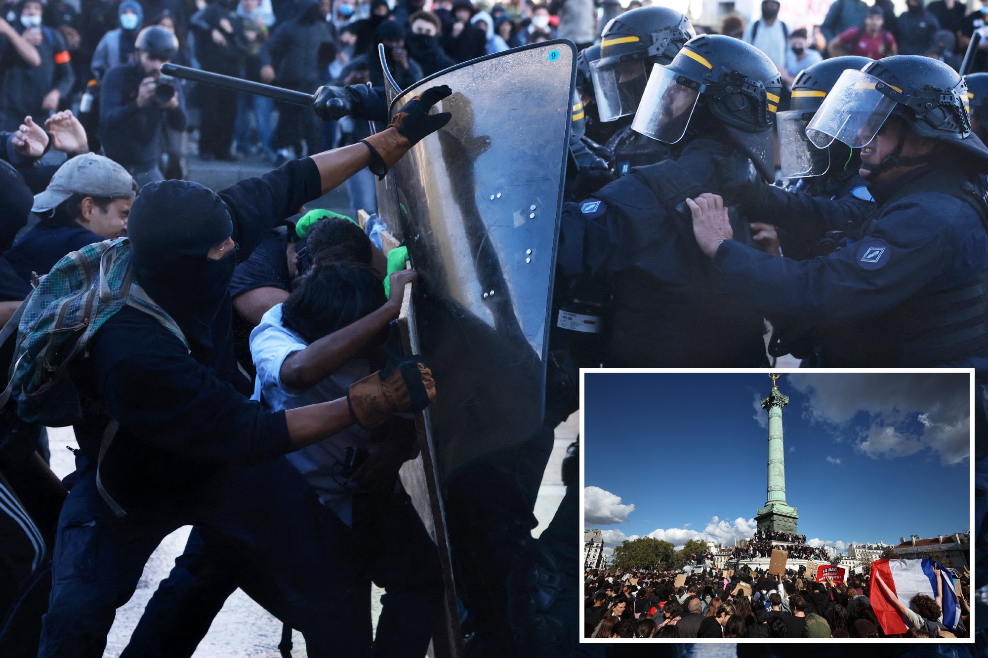 French student protesters swarm historic Bastille site — slam education ...