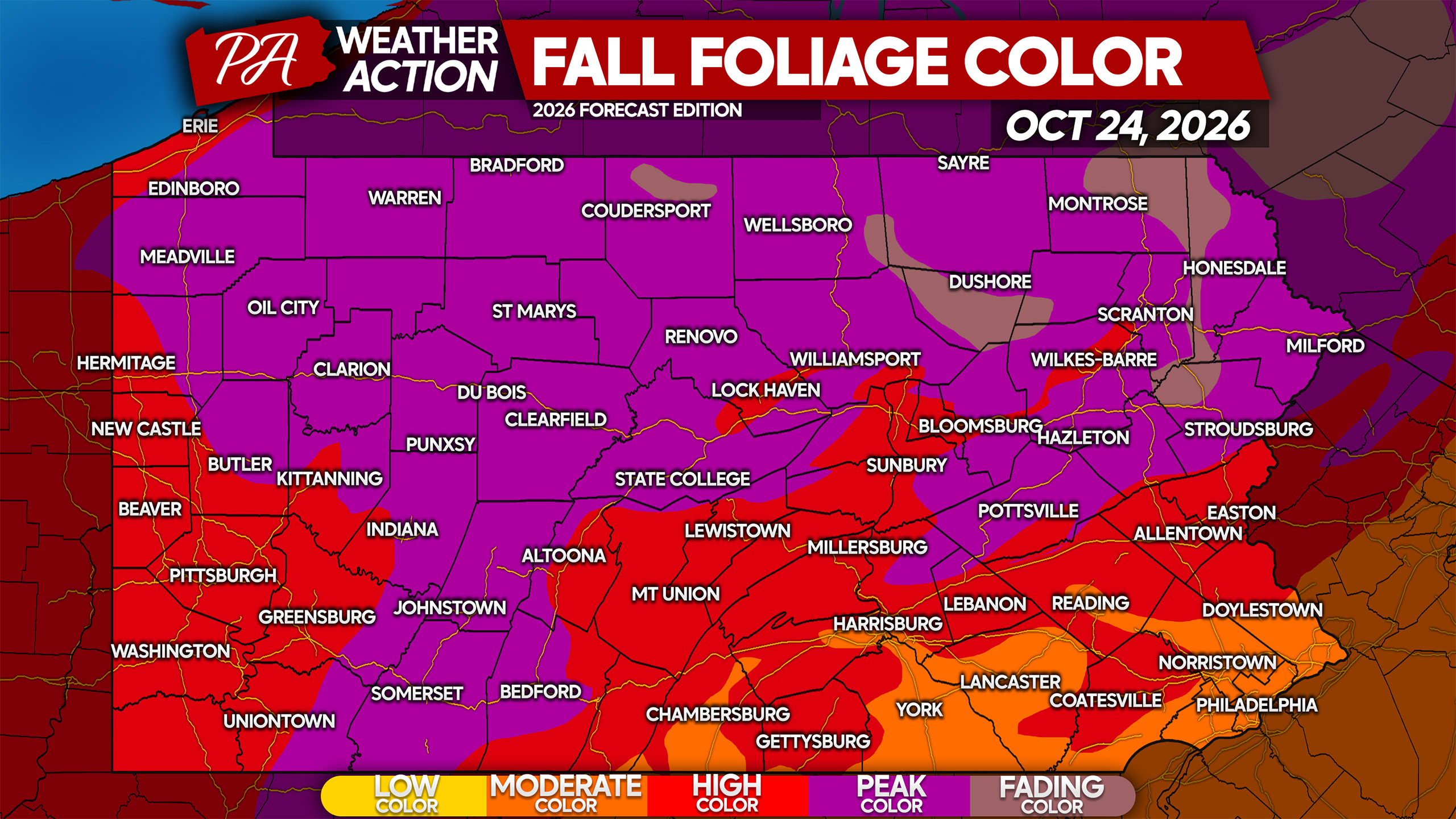Week-by-week maps: Pennsylvania's best fall foliage season in years ...