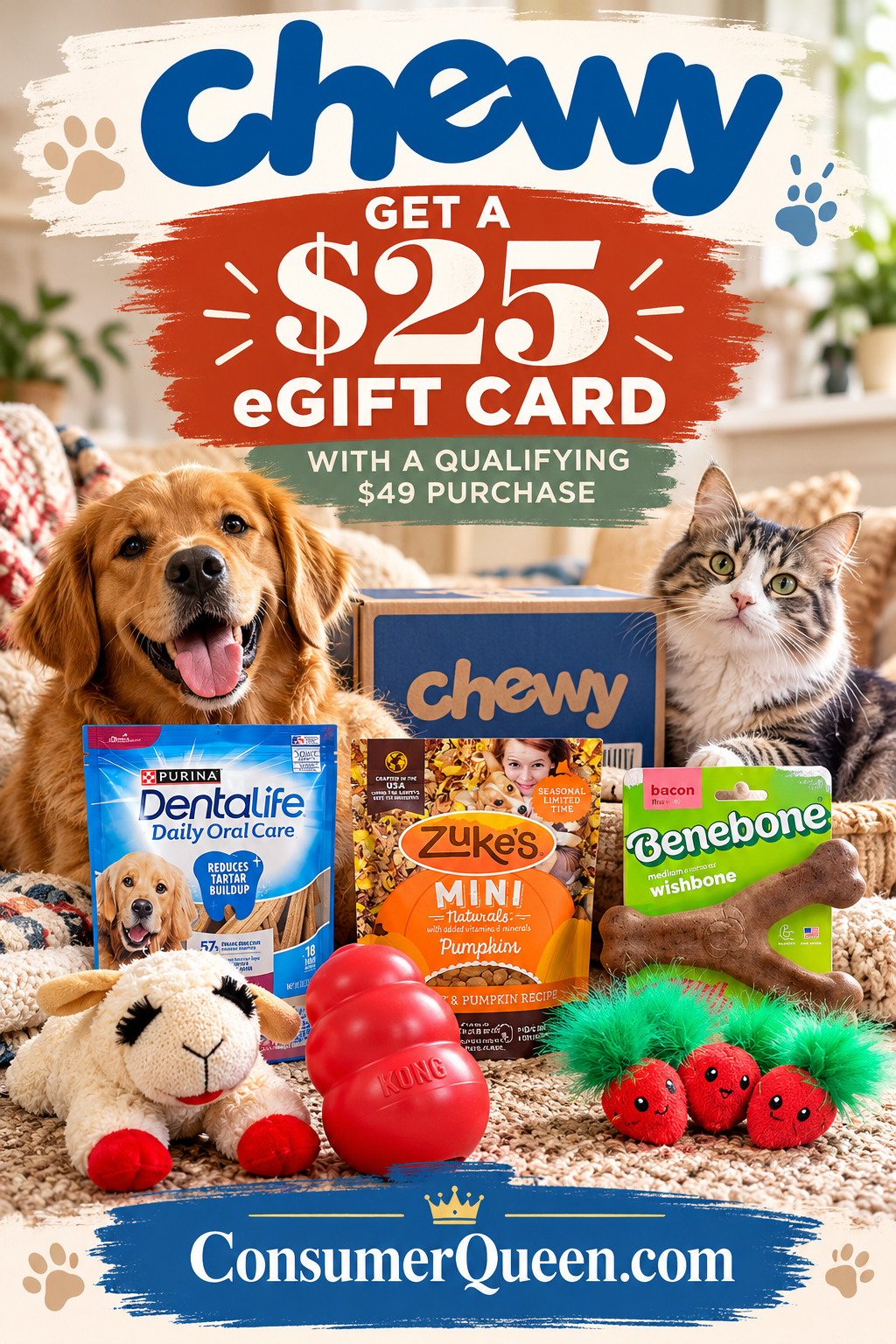 Chewy gift card offer: Get $25 back when you spend $49