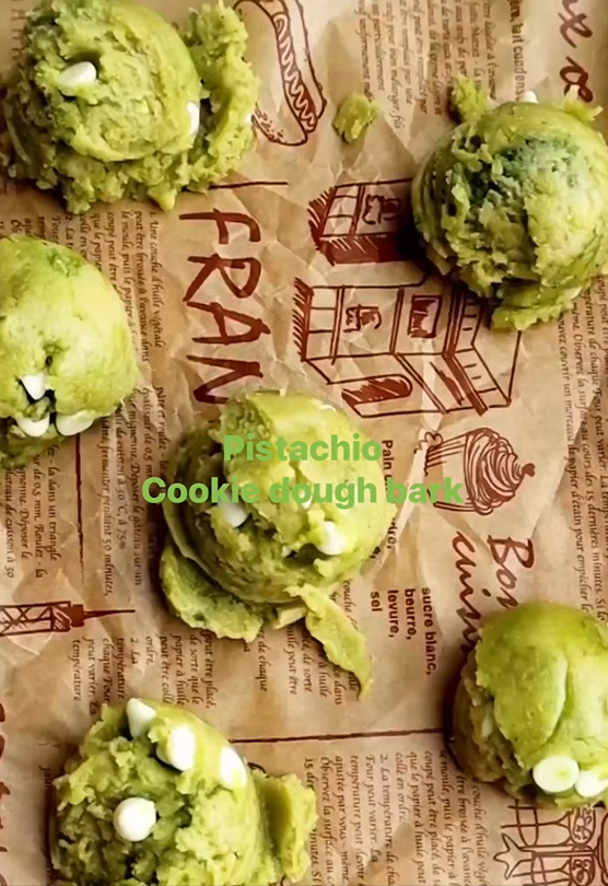 Pistachio cookie dough bark