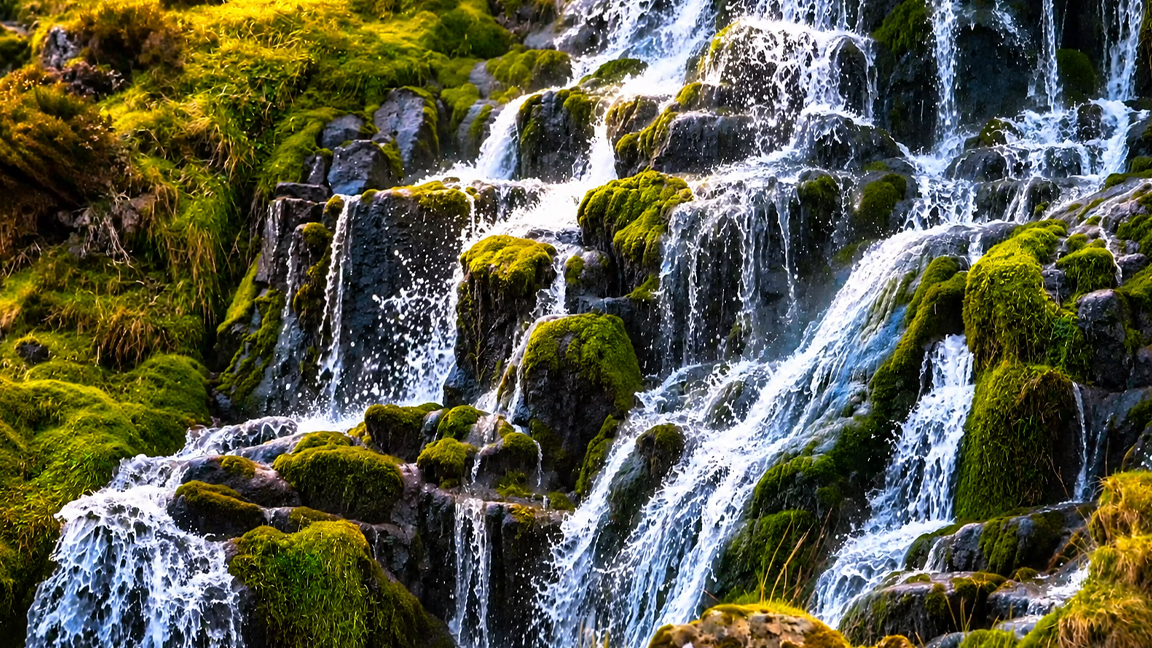 Nature turns these rocks into a living waterfall