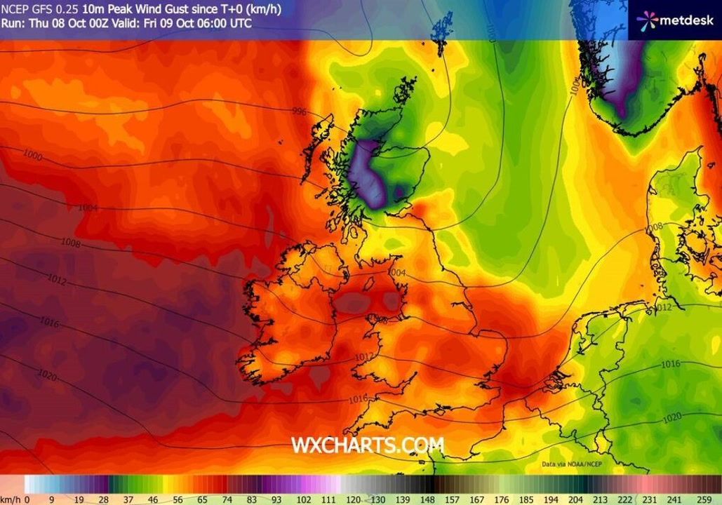 UK storm alert as new maps show 60mph winds and heavy rain to batter nation