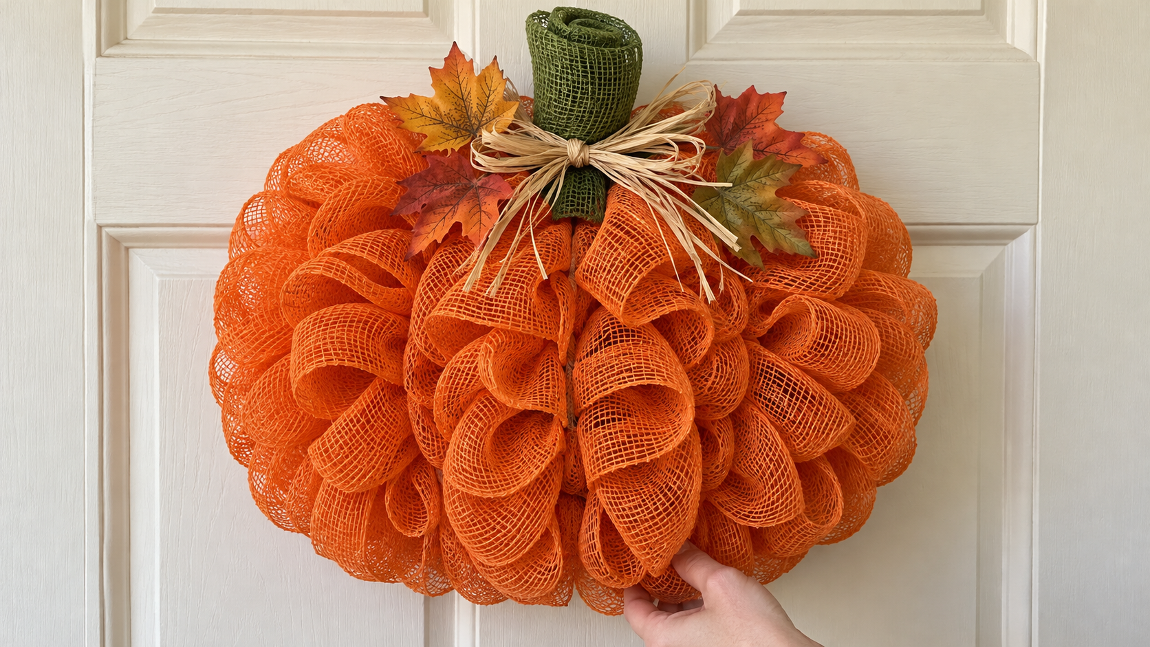 How to make a deco mesh pumpkin wreath for fall