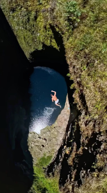 Experience the intensity of a 47 meter cliff jump