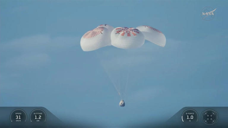 Dramatic moment SpaceX astronauts blast back to Earth before splashdown ...